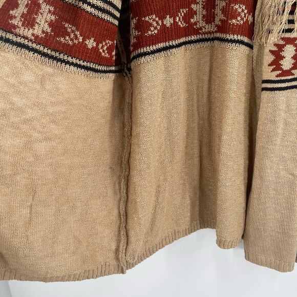 MAURICES Cardigan Sweater Size Large Western Fringe Longline Geo Duster NWT - Picture 13 of 16